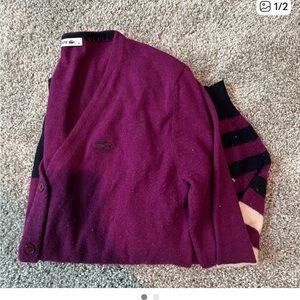 Lacoste Magenta Cardigan with Contrasting Trim